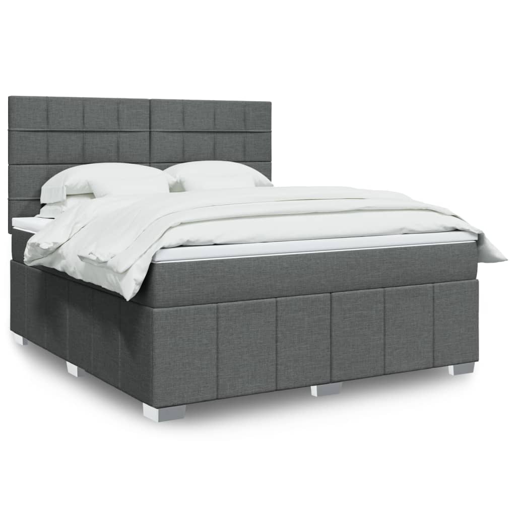 Box Spring Postel S Matrací Tmavě Šedá 180X200 Cm Textil