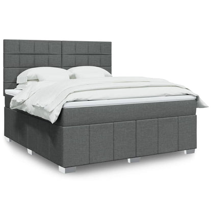 Box Spring Postel S Matrací Tmavě Šedá 180X200 Cm Textil