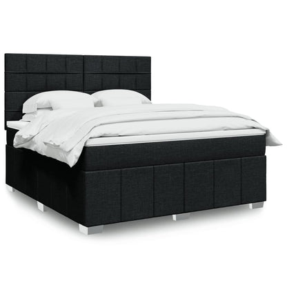 Box Spring Postel S Matrací Černá Textil Černá