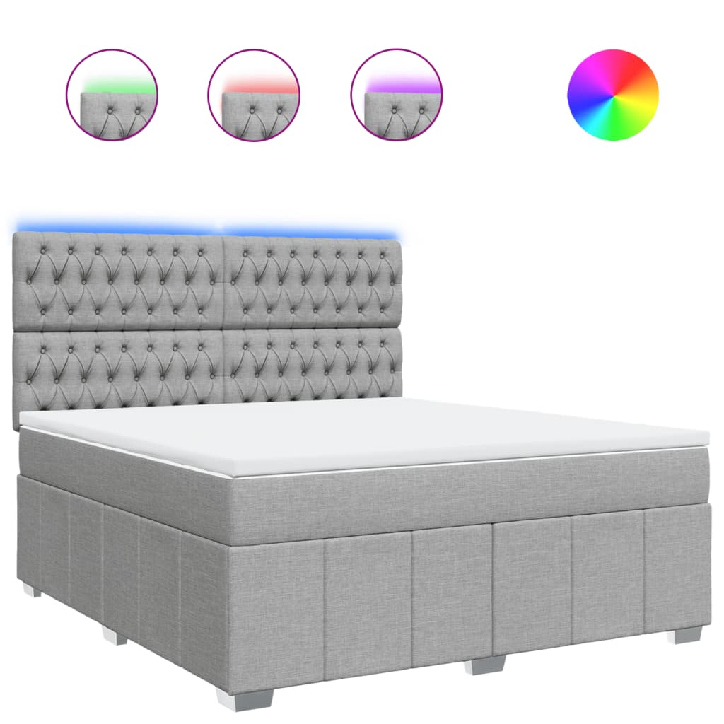 Box Spring Postel S Matrací Světle Šedá 180 X 200 Cm Textil