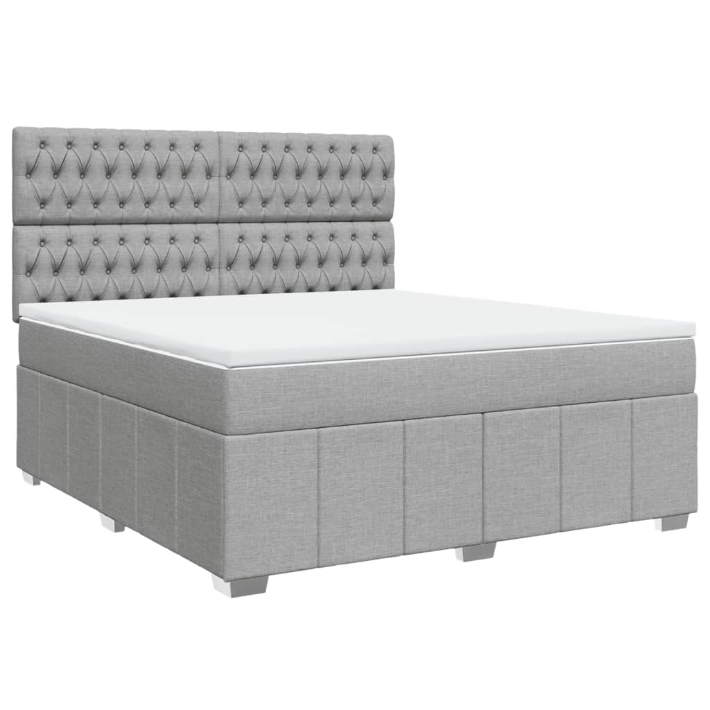 Box Spring Postel S Matrací Světle Šedá 180 X 200 Cm Textil