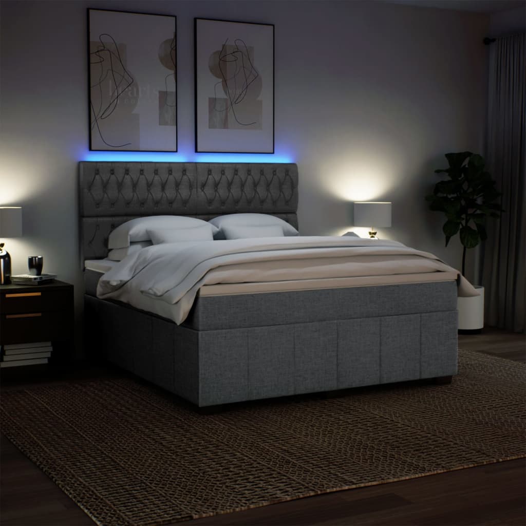 Box Spring Postel S Matrací Světle Šedá 180 X 200 Cm Textil