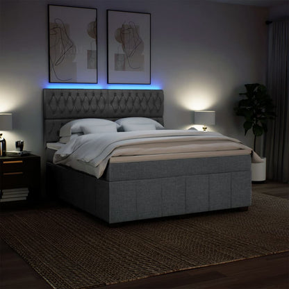 Box Spring Postel S Matrací Světle Šedá 180 X 200 Cm Textil