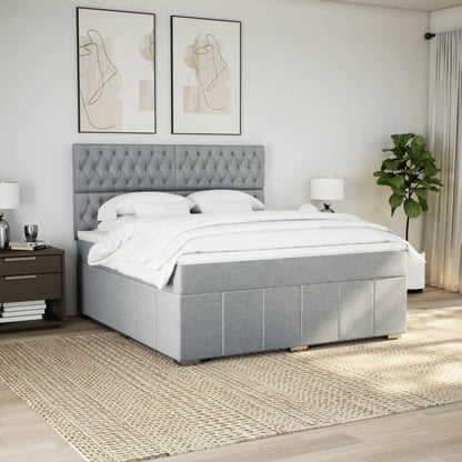 Box Spring Postel S Matrací Světle Šedá 180 X 200 Cm Textil