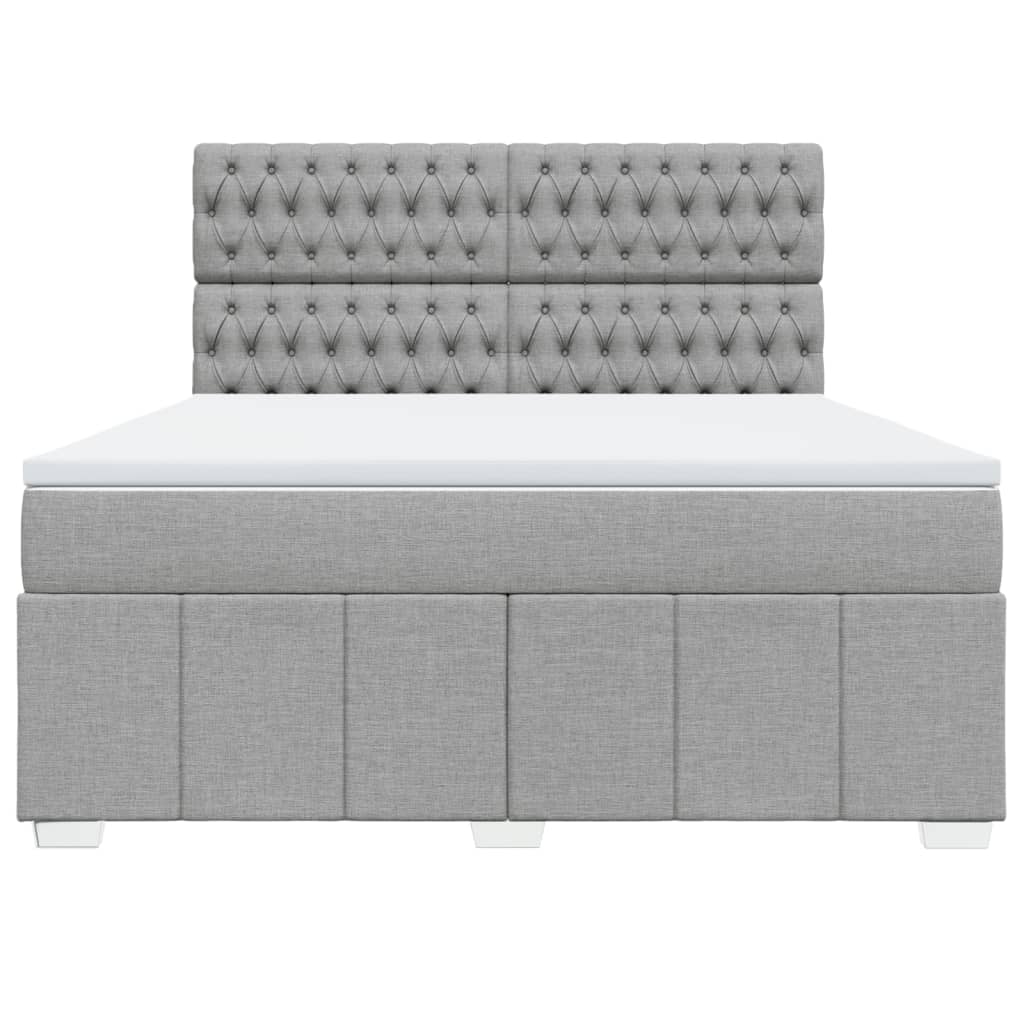 Box Spring Postel S Matrací Světle Šedá 180 X 200 Cm Textil