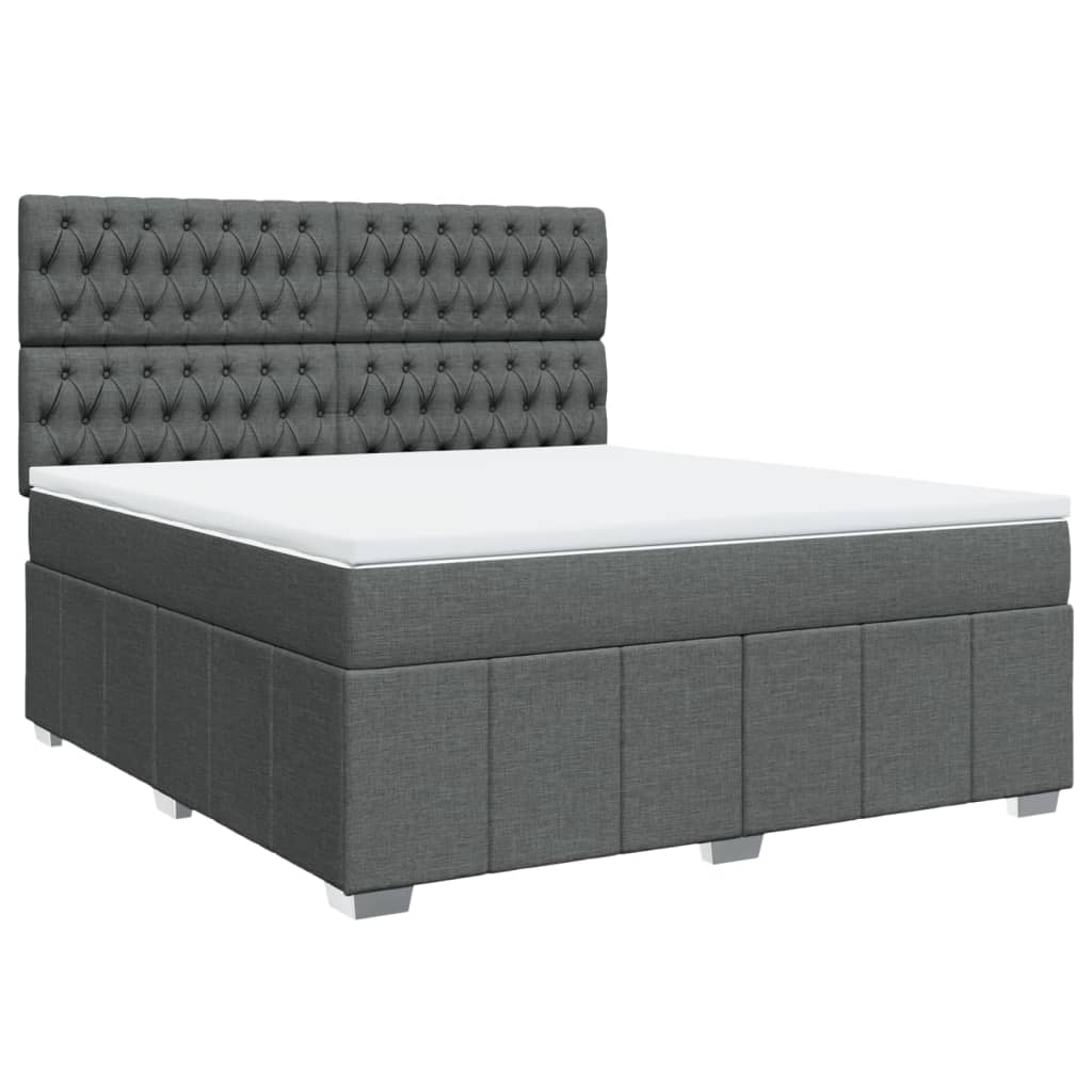 Box Spring Postel S Matrací Tmavě Šedá 180X200 Cm Textil