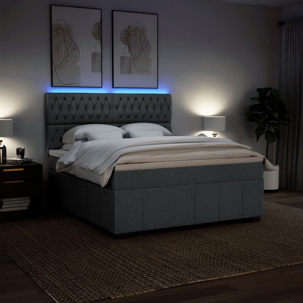 Box Spring Postel S Matrací Tmavě Šedá 180X200 Cm Textil