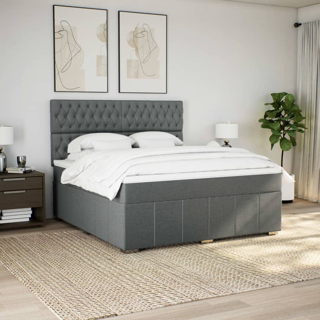 Box Spring Postel S Matrací Tmavě Šedá 180X200 Cm Textil