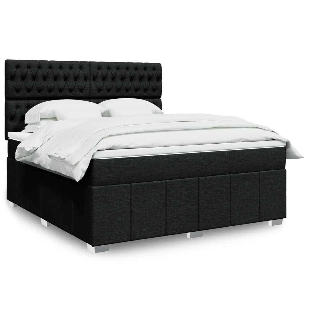 Box Spring Postel S Matrací Černá Textil Černá