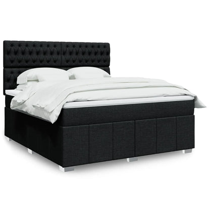 Box Spring Postel S Matrací Černá Textil Černá
