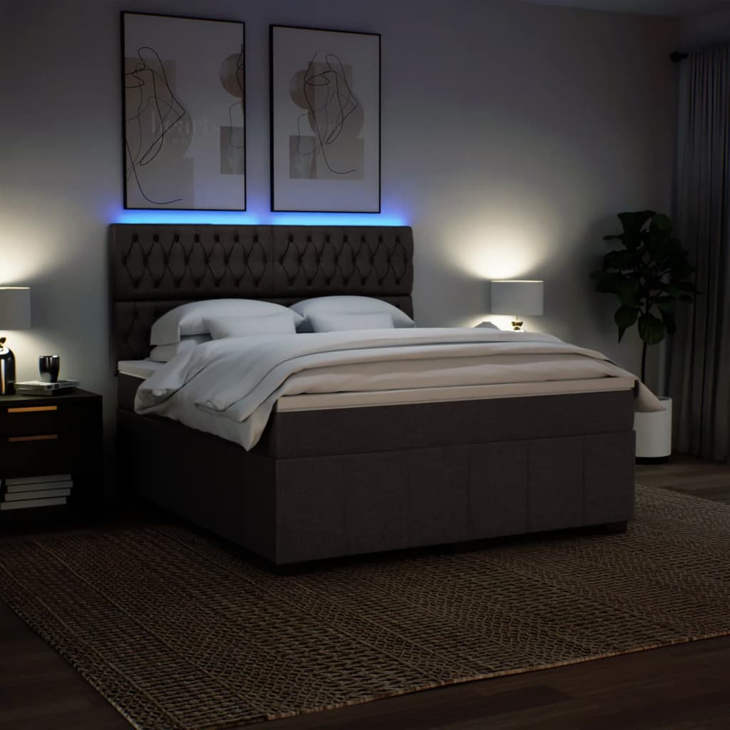 Box Spring Postel S Matrací Tmavě Hnědá 180X200 Cm Textil