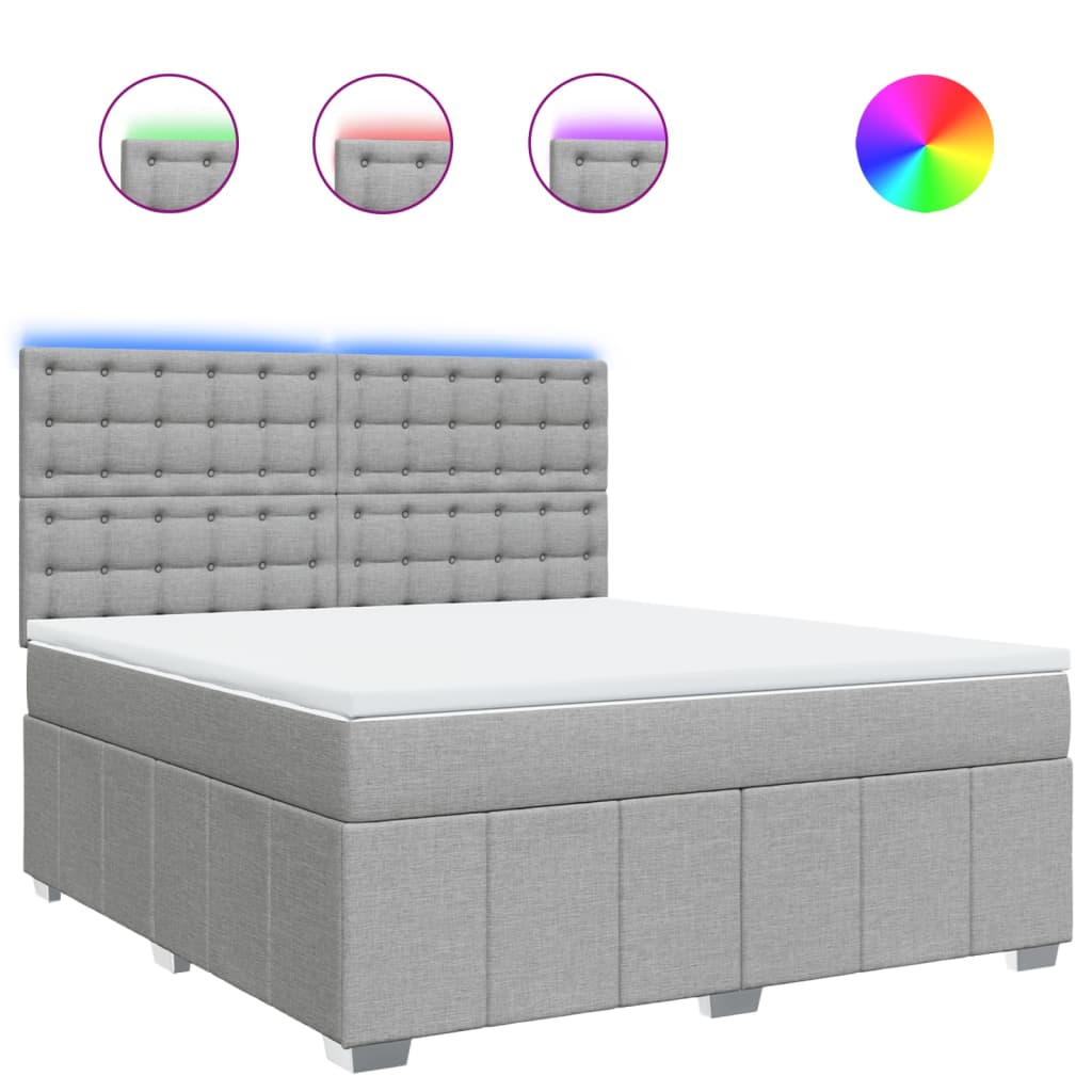 Box Spring Postel S Matrací Světle Šedá 180 X 200 Cm Textil