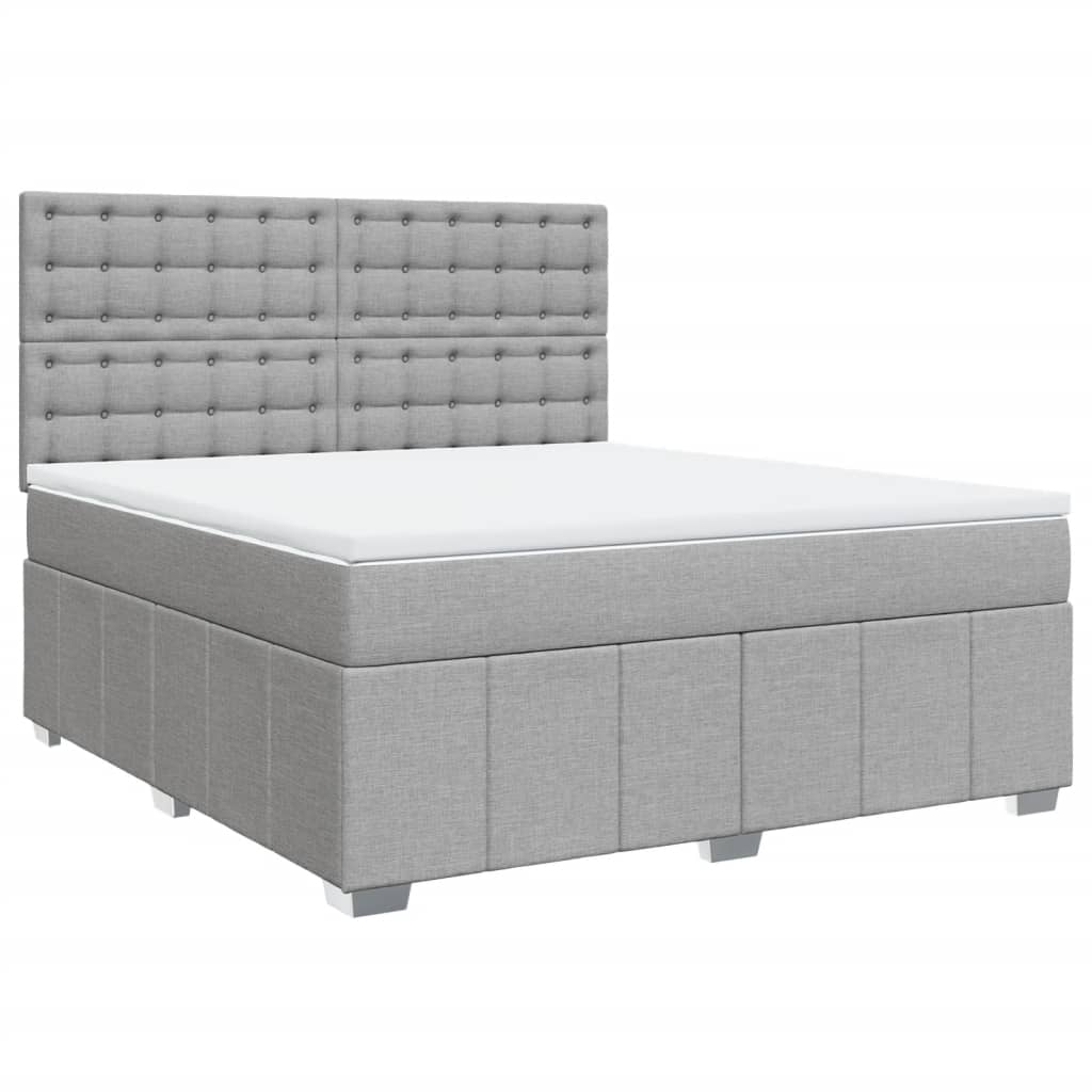 Box Spring Postel S Matrací Světle Šedá 180 X 200 Cm Textil