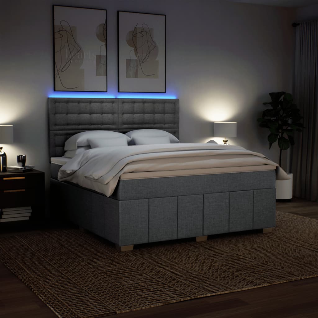 Box Spring Postel S Matrací Světle Šedá 180 X 200 Cm Textil