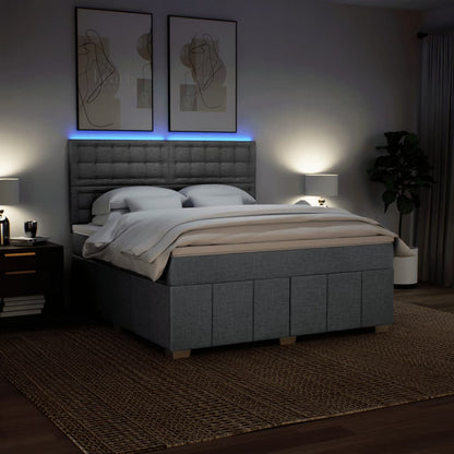 Box Spring Postel S Matrací Světle Šedá 180 X 200 Cm Textil