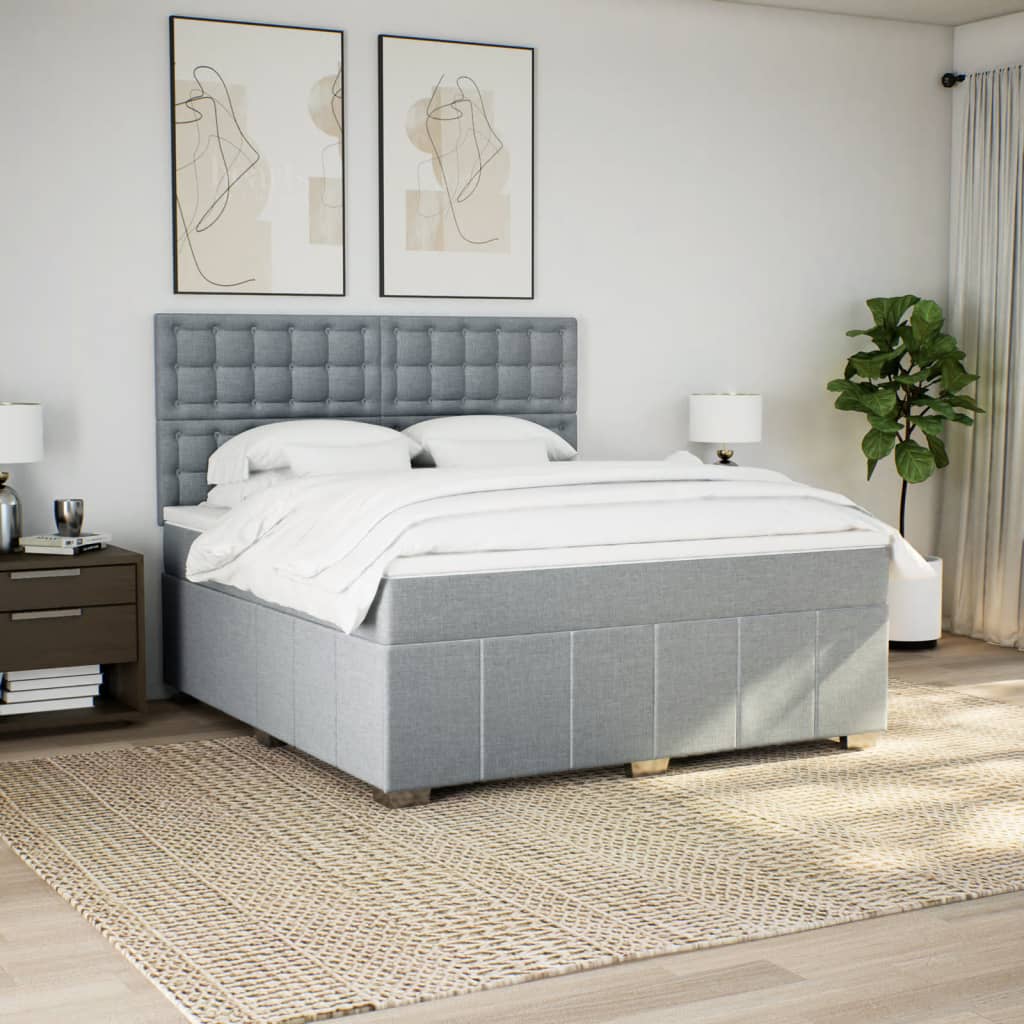 Box Spring Postel S Matrací Světle Šedá 180 X 200 Cm Textil