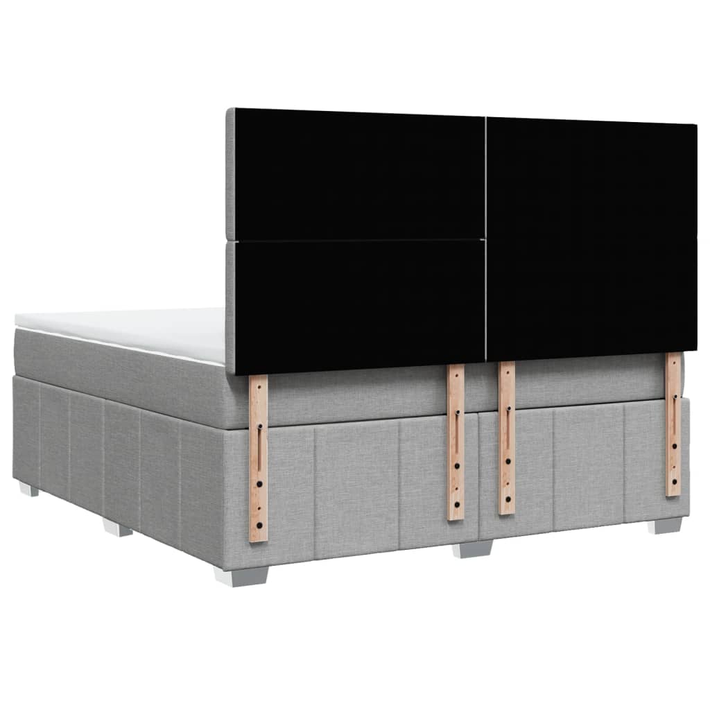 Box Spring Postel S Matrací Světle Šedá 180 X 200 Cm Textil