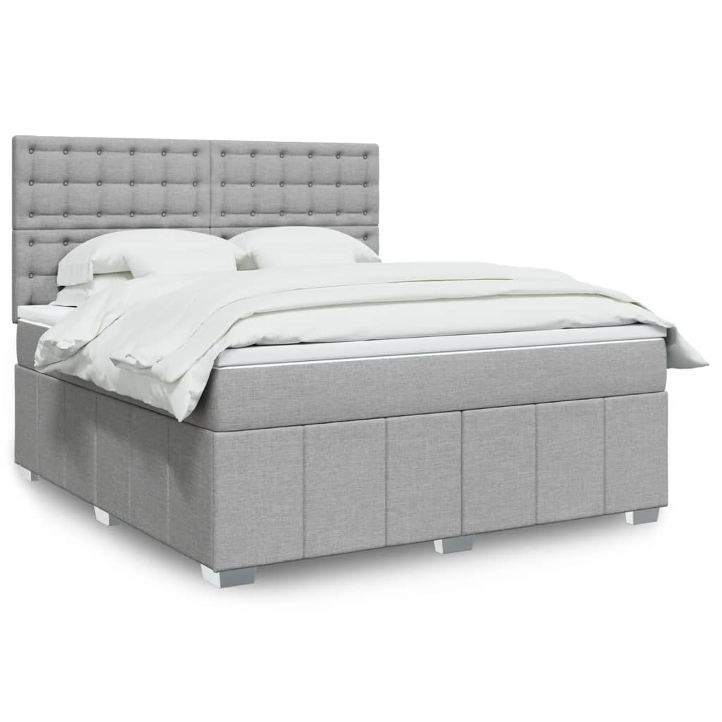 Box Spring Postel S Matrací Světle Šedá 180 X 200 Cm Textil
