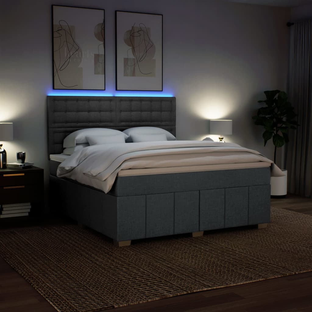 Box Spring Postel S Matrací Tmavě Šedá 180X200 Cm Textil