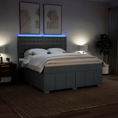Box Spring Postel S Matrací Tmavě Šedá 180X200 Cm Textil
