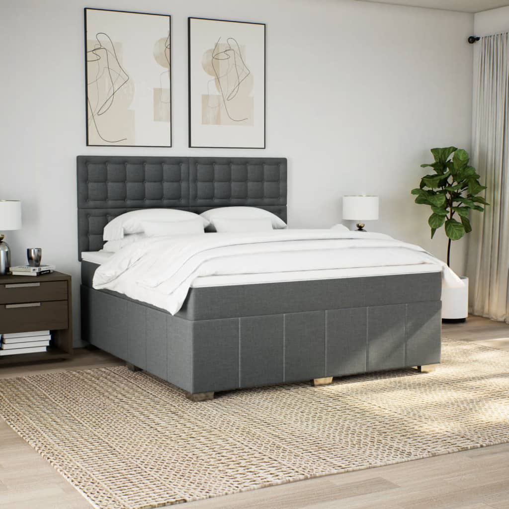 Box Spring Postel S Matrací Tmavě Šedá 180X200 Cm Textil