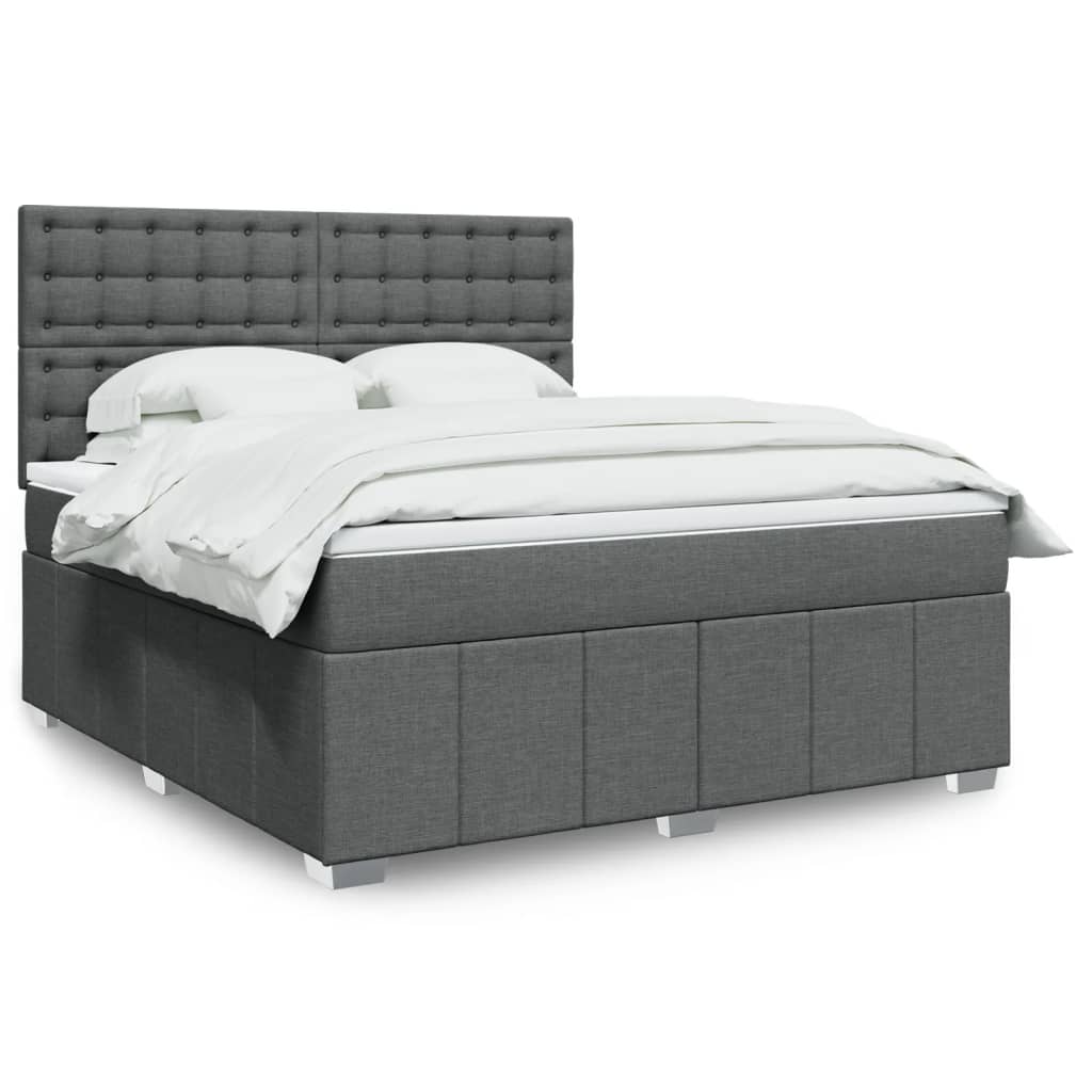 Box Spring Postel S Matrací Tmavě Šedá 180X200 Cm Textil