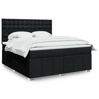 Box Spring Postel S Matrací Černá Textil Černá