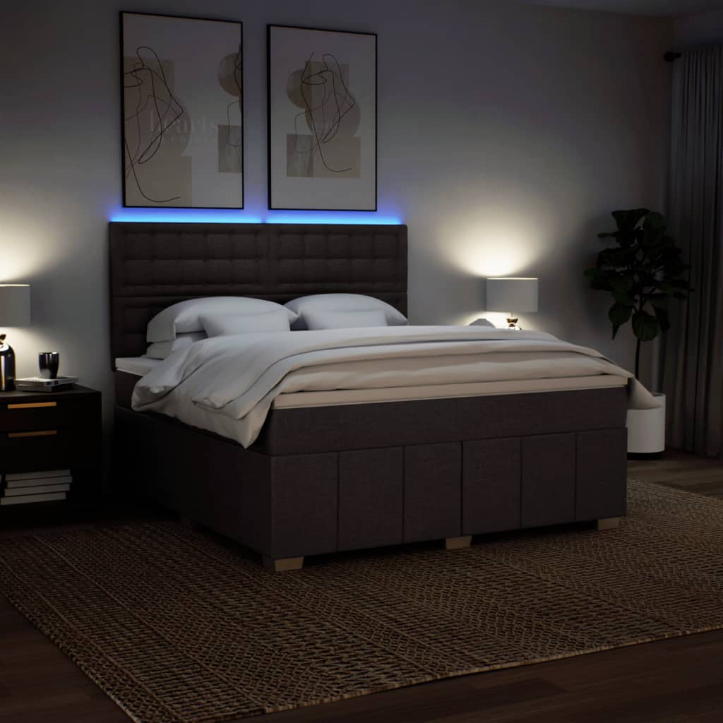 Box Spring Postel S Matrací Tmavě Hnědá 180X200 Cm Textil