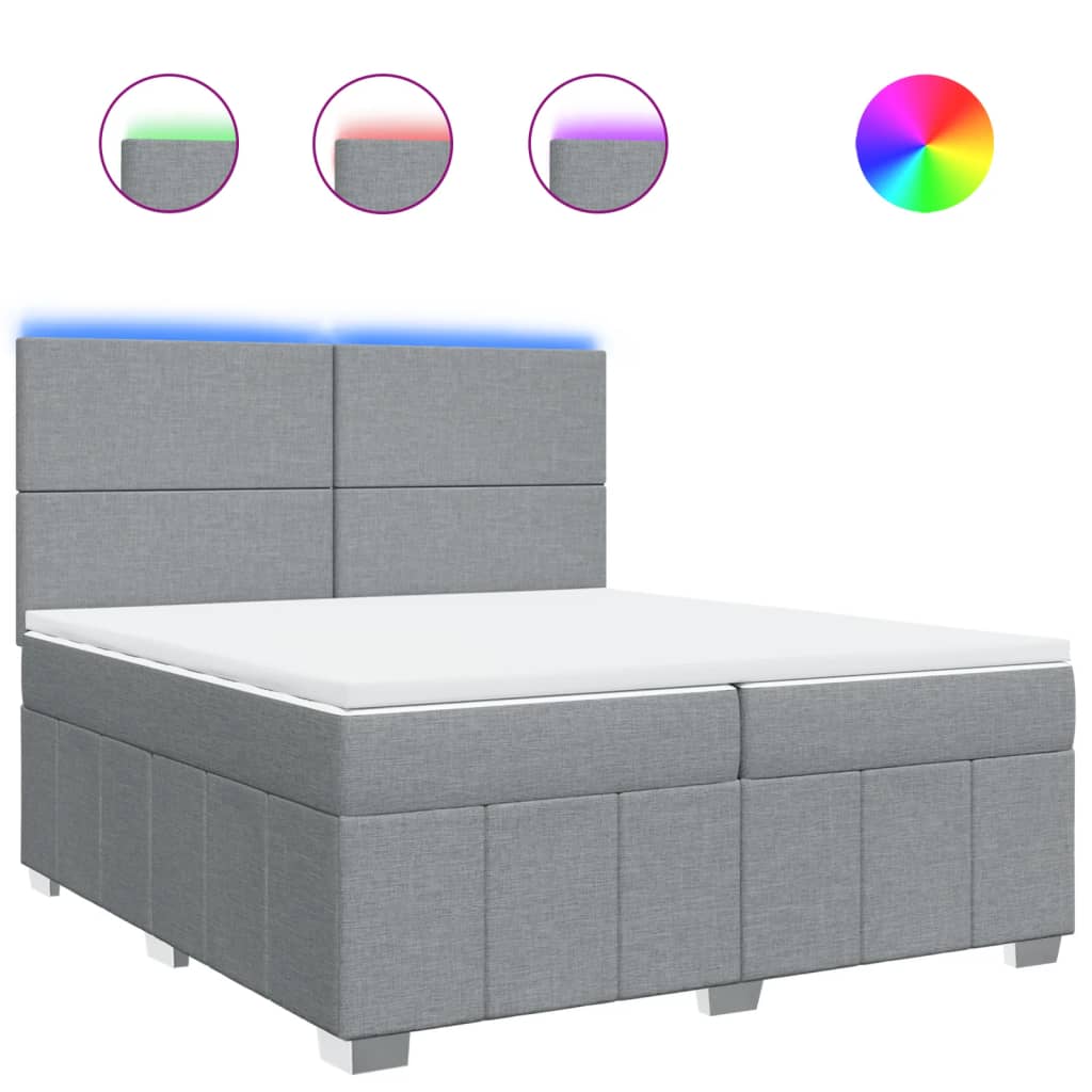 Box Spring Postel S Matrací Světle Šedá 200 X 200 Cm Textil
