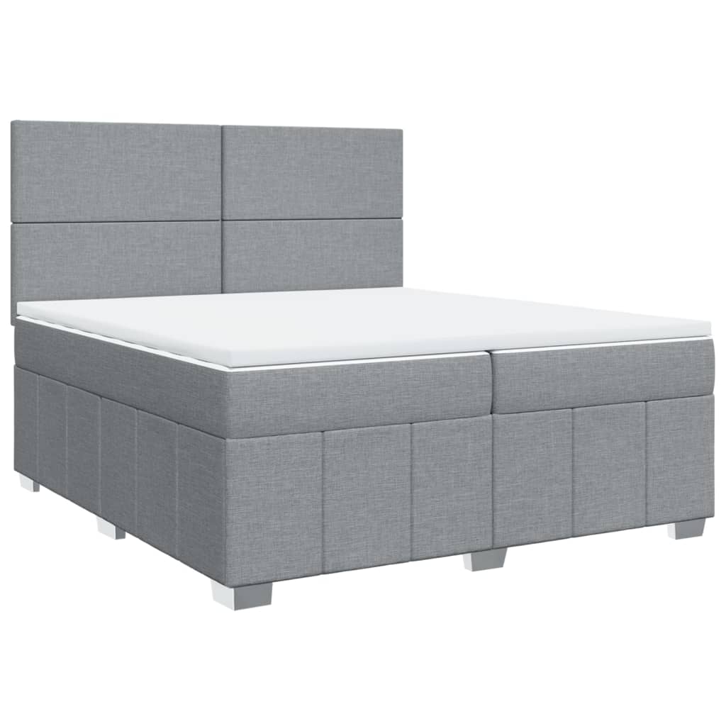 Box Spring Postel S Matrací Světle Šedá 200 X 200 Cm Textil