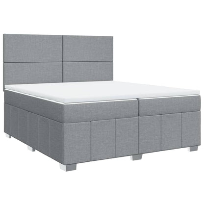 Box Spring Postel S Matrací Světle Šedá 200 X 200 Cm Textil