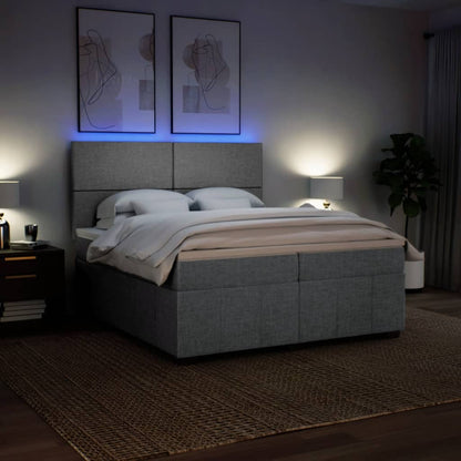 Box Spring Postel S Matrací Světle Šedá 200 X 200 Cm Textil