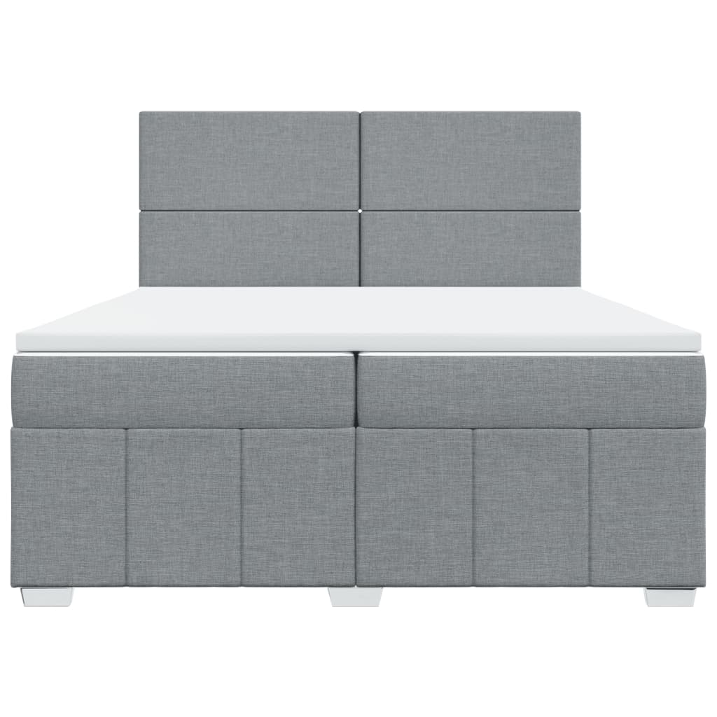 Box Spring Postel S Matrací Světle Šedá 200 X 200 Cm Textil