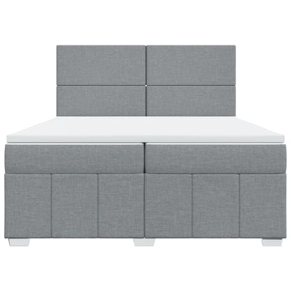 Box Spring Postel S Matrací Světle Šedá 200 X 200 Cm Textil