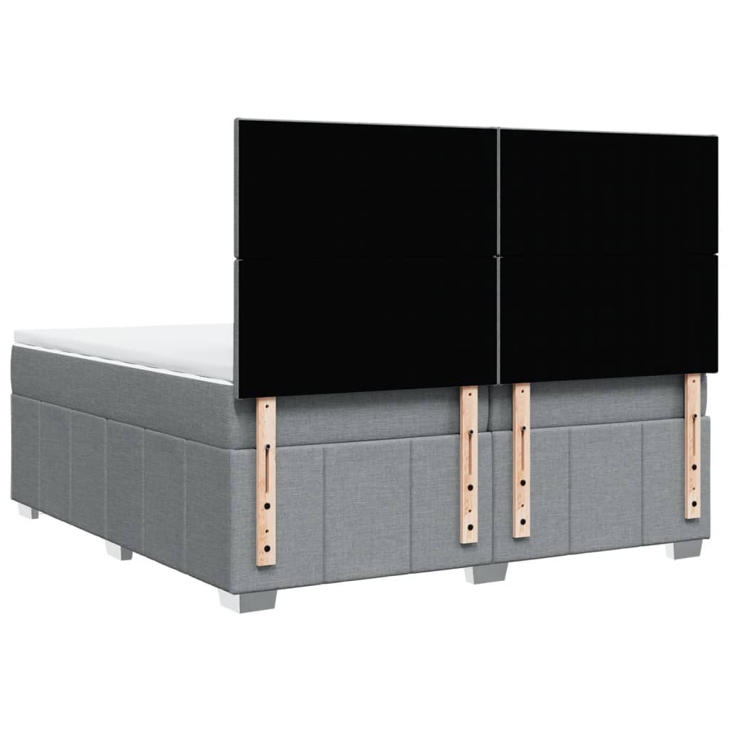 Box Spring Postel S Matrací Světle Šedá 200 X 200 Cm Textil