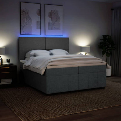 Box Spring Postel S Matrací Tmavě Šedá 200X200 Cm Textil