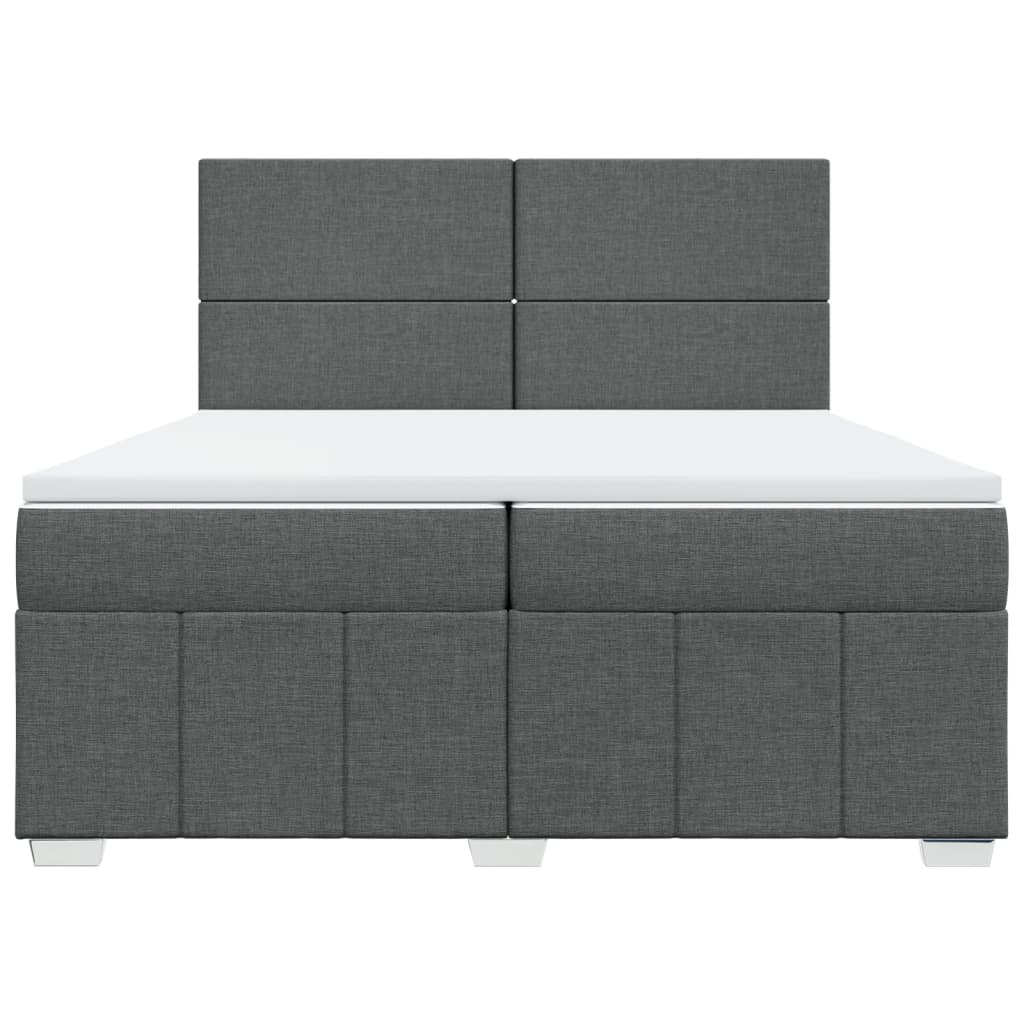Box Spring Postel S Matrací Tmavě Šedá 200X200 Cm Textil