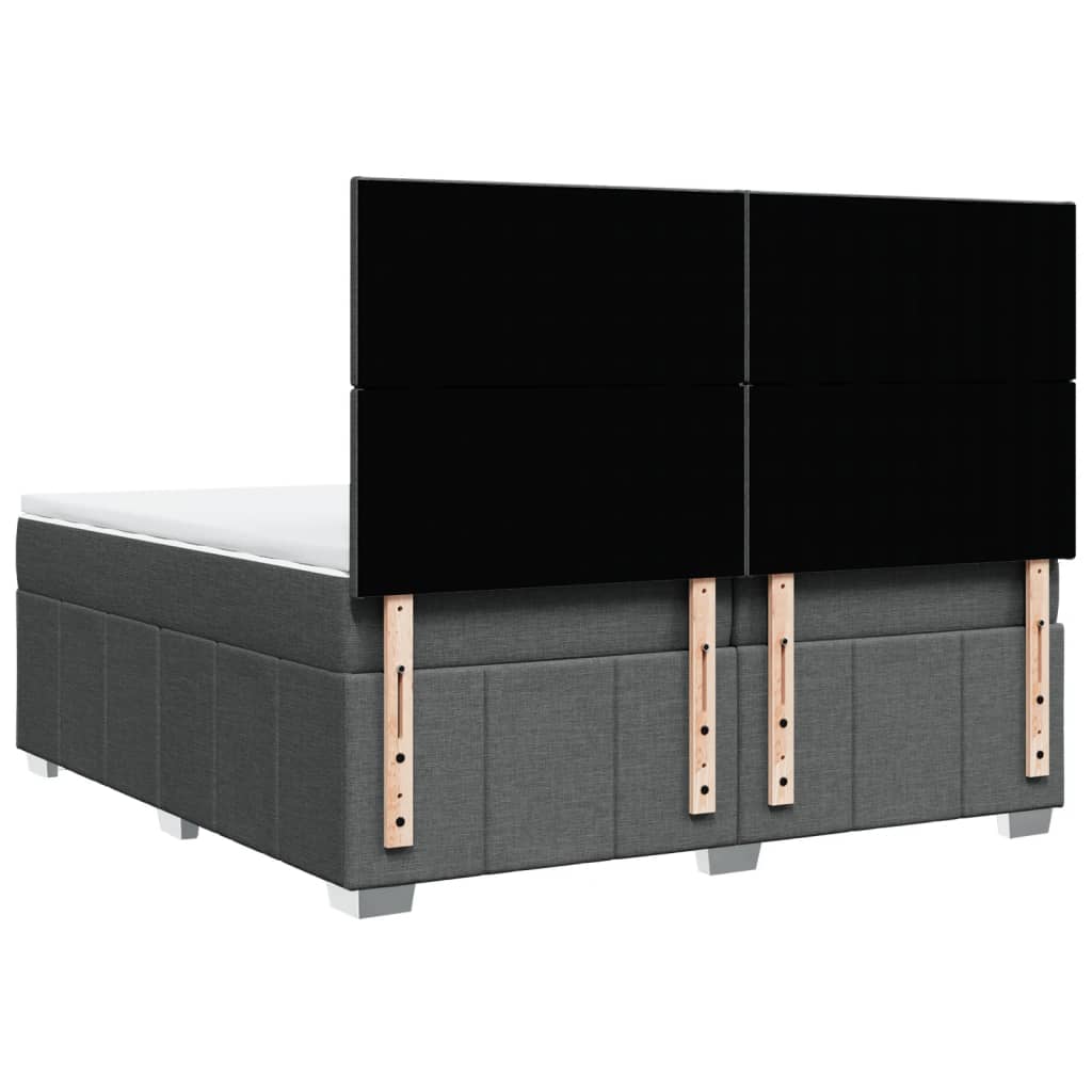 Box Spring Postel S Matrací Tmavě Šedá 200X200 Cm Textil