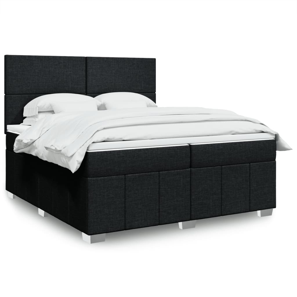 Box Spring Postel S Matrací Černá Textil Černá