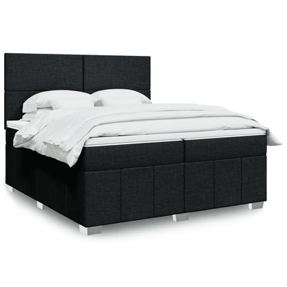 Box Spring Postel S Matrací Černá Textil Černá