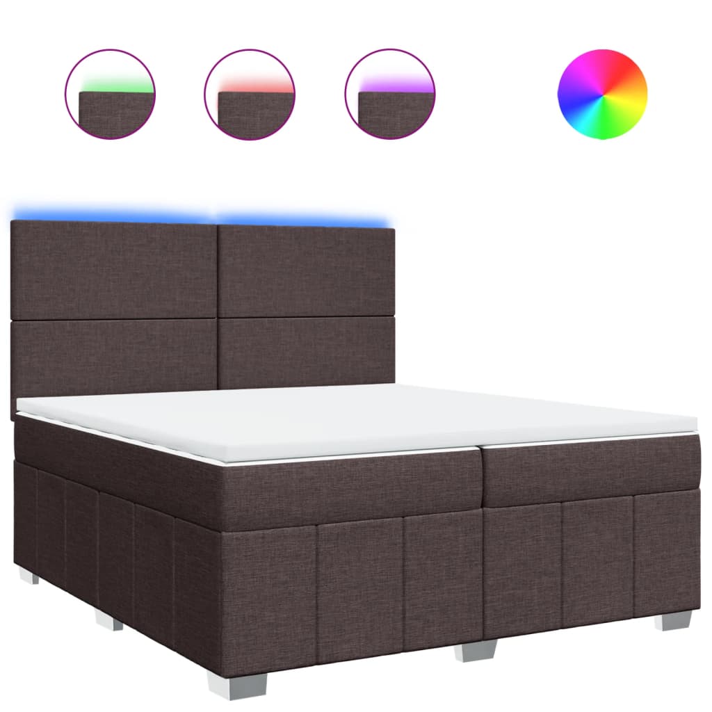 Box Spring Postel S Matrací Tmavě Hnědá 200X200 Cm Textil
