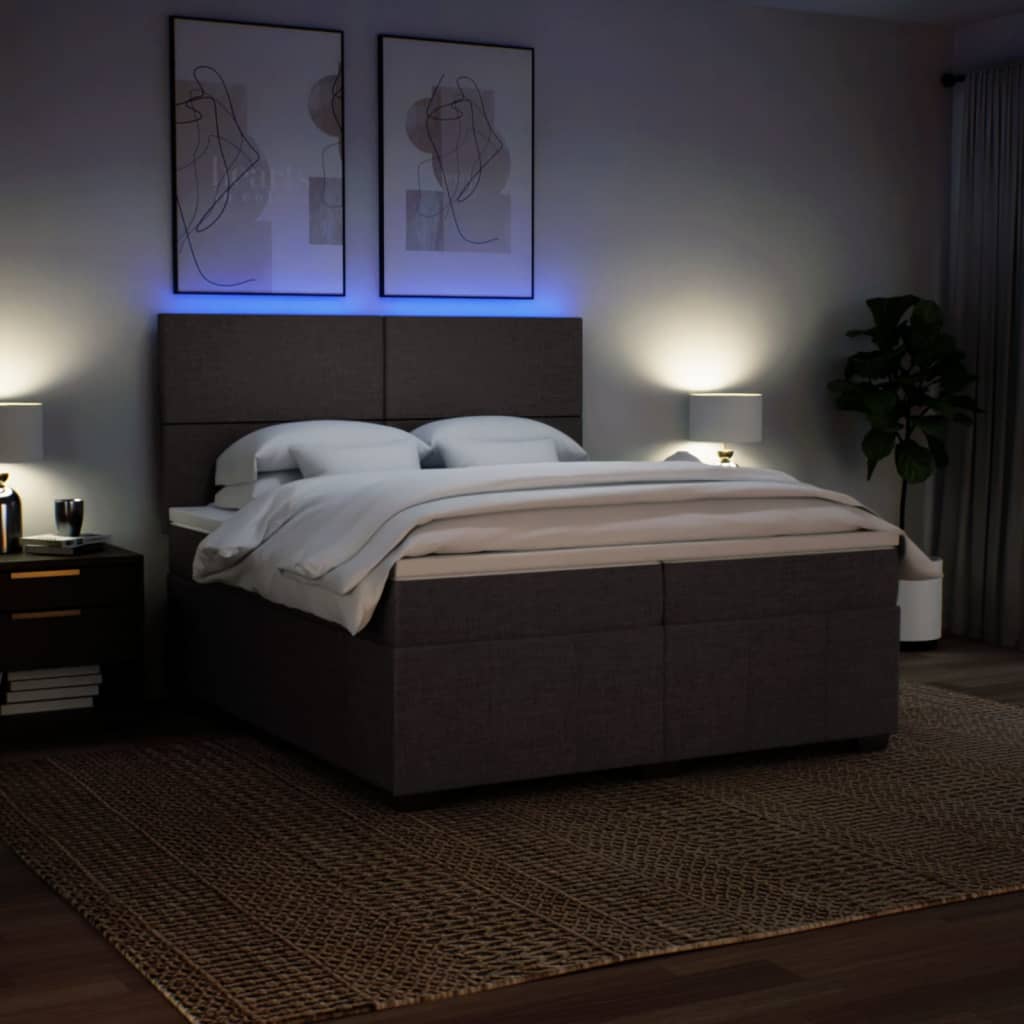 Box Spring Postel S Matrací Tmavě Hnědá 200X200 Cm Textil
