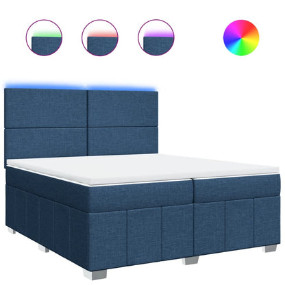 Box Spring Postel S Matrací Modrá 200X200 Cm Textil
