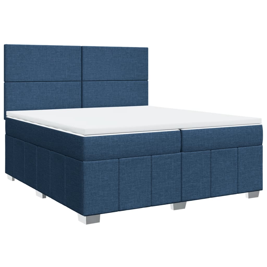 Box Spring Postel S Matrací Modrá 200X200 Cm Textil