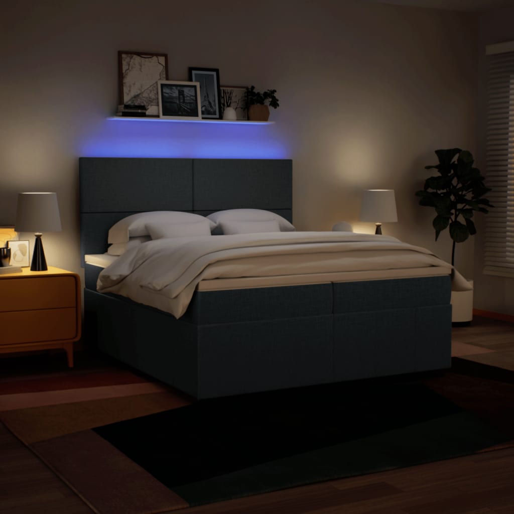 Box Spring Postel S Matrací Modrá 200X200 Cm Textil