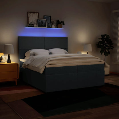 Box Spring Postel S Matrací Modrá 200X200 Cm Textil