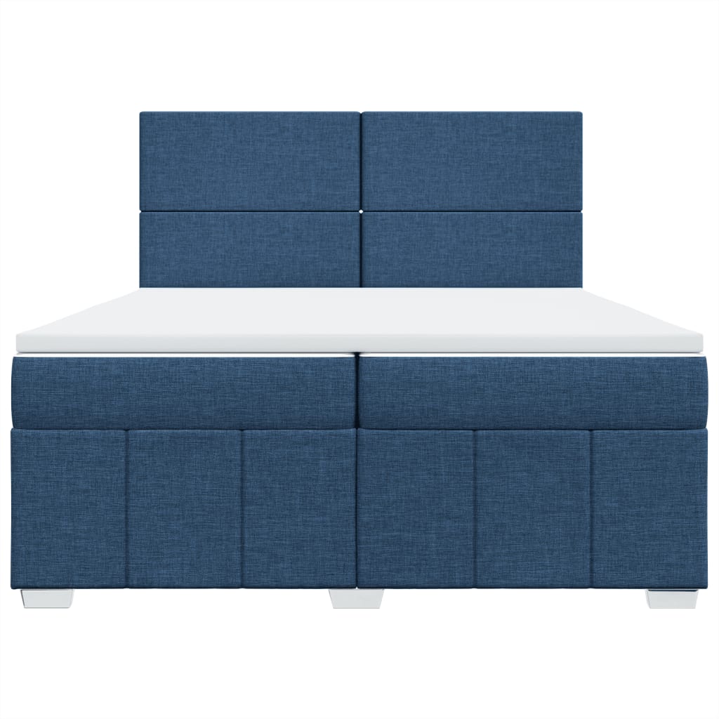 Box Spring Postel S Matrací Modrá 200X200 Cm Textil