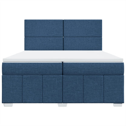 Box Spring Postel S Matrací Modrá 200X200 Cm Textil