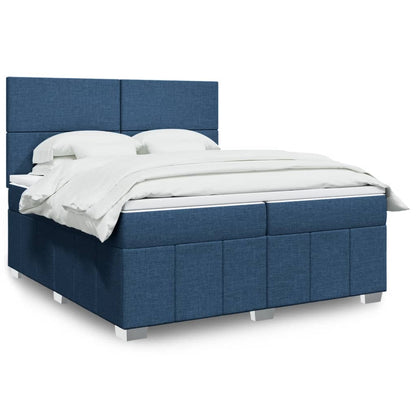 Box Spring Postel S Matrací Modrá 200X200 Cm Textil
