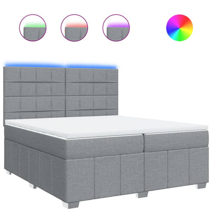 Box Spring Postel S Matrací Světle Šedá 200 X 200 Cm Textil